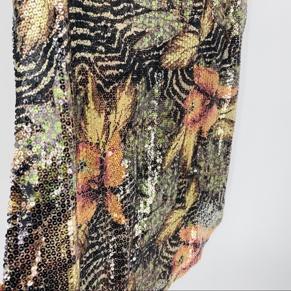 Silence + Noice Anthropologie Tropical Sequined Tank Top Jungle Animal sz Sm - Picture 8 of 13